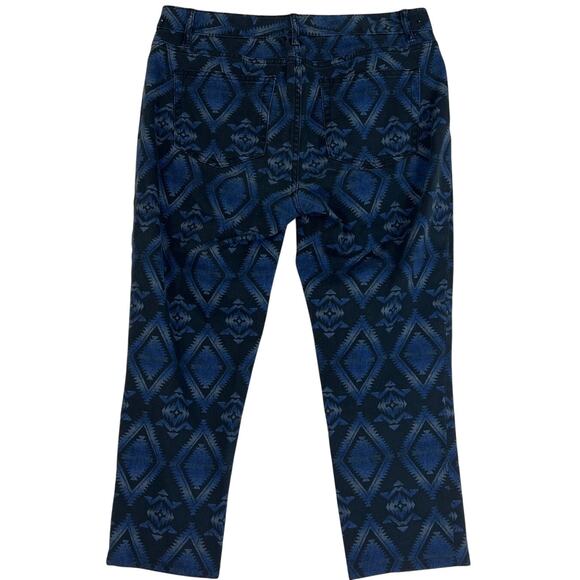 Y2K Vintage Chaps Ralph Lauren Women’s Aztec Print Cropped Denim Jeans Size 10 - Picture 2 of 8